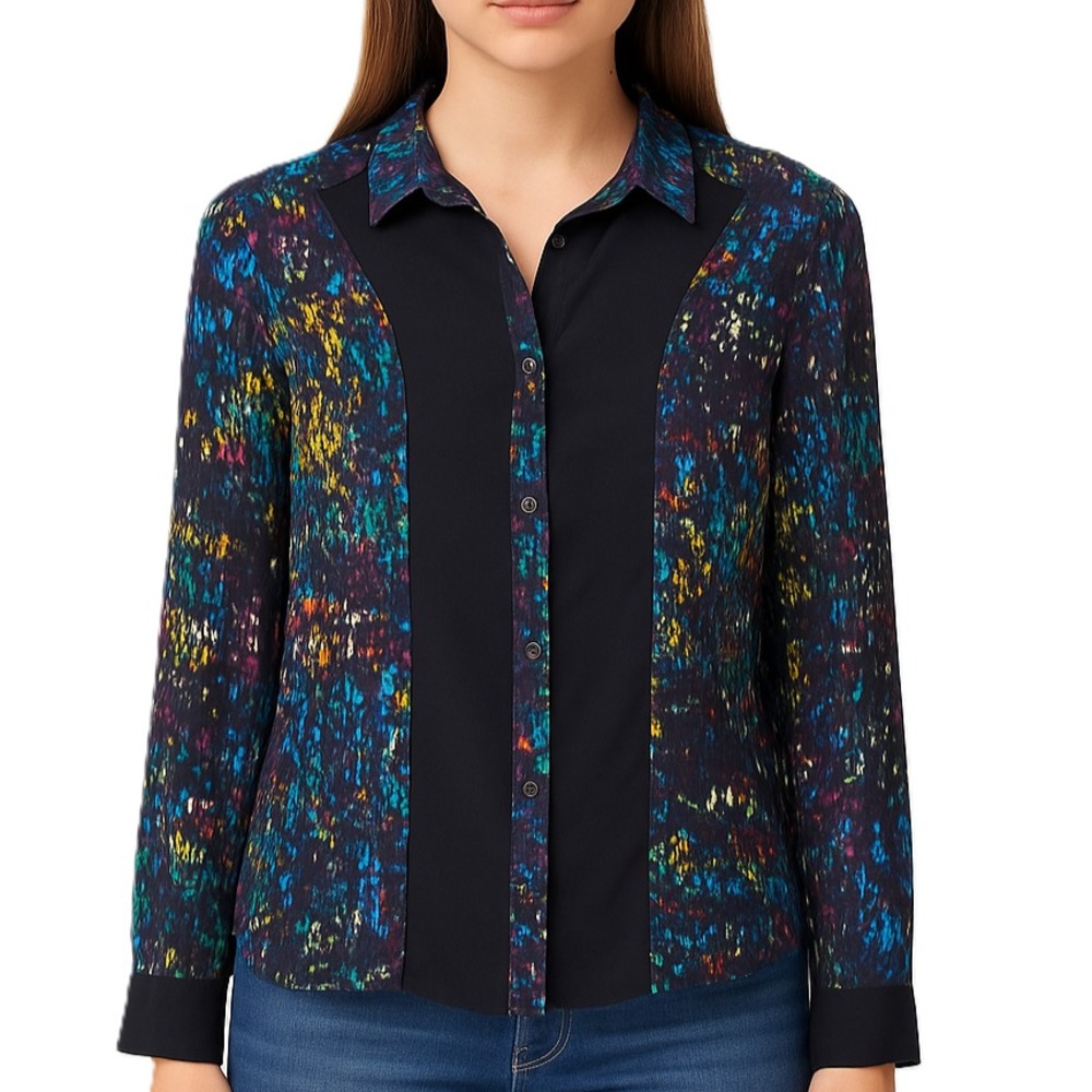 Derek Lam DesigNation Abstract Nightshade Print Blouse Womens‎ M Colorful Top